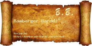 Bamberger Bardó névjegykártya
